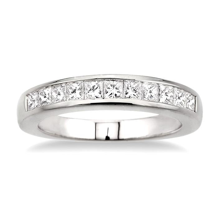 3/4 Ctw Princess Cut Diamond Wedding Band in 14K White Gold