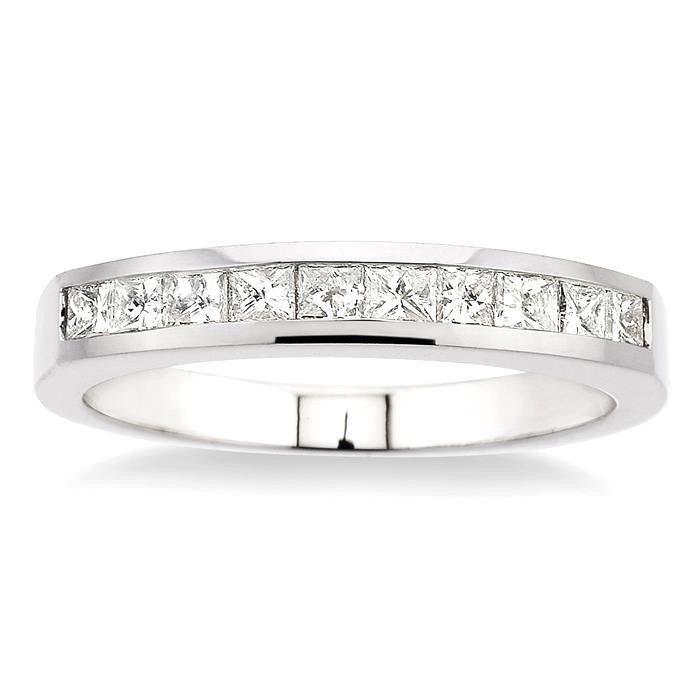 1/2 Ctw Princess Cut Diamond Wedding Band in 14K White Gold