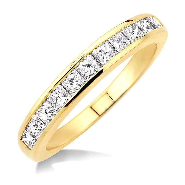 1/2 Ctw Princess Cut Diamond Wedding Band in 14K Yellow Gold