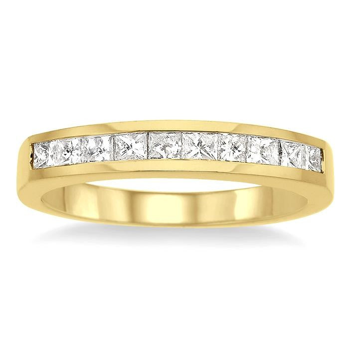 1/2 Ctw Princess Cut Diamond Wedding Band in 14K Yellow Gold
