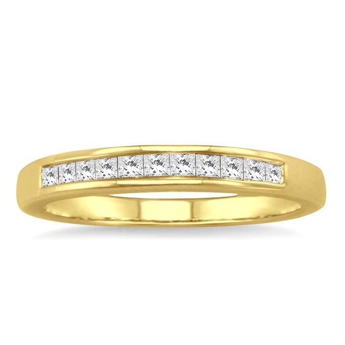 1/4 Ctw Princess Cut Diamond Wedding Band in 14K Yellow Gold