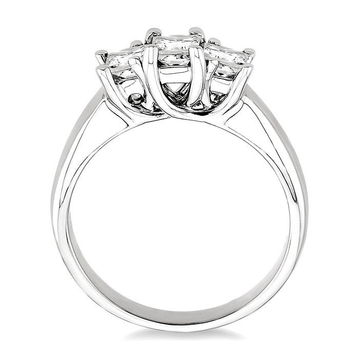3/4 Ctw Three Stone Princess Cut Diamond Ring in 14K White Gold