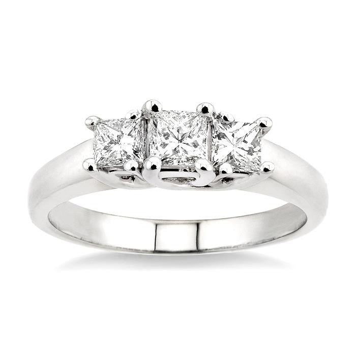 Princess Shape Past Present & Future Diamond Engagement Ring