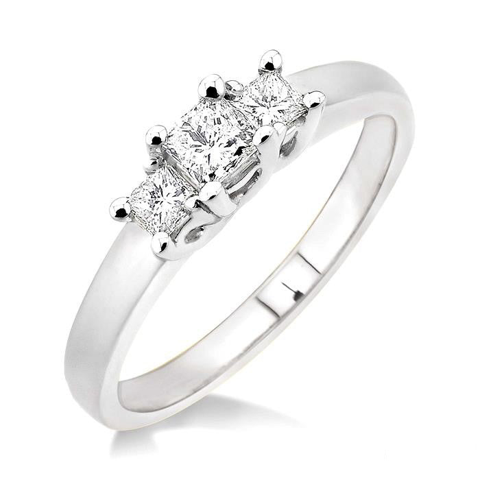 Princess Shape Past Present & Future Diamond Engagement Ring