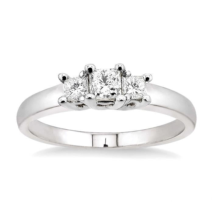Princess Shape Past Present & Future Diamond Engagement Ring