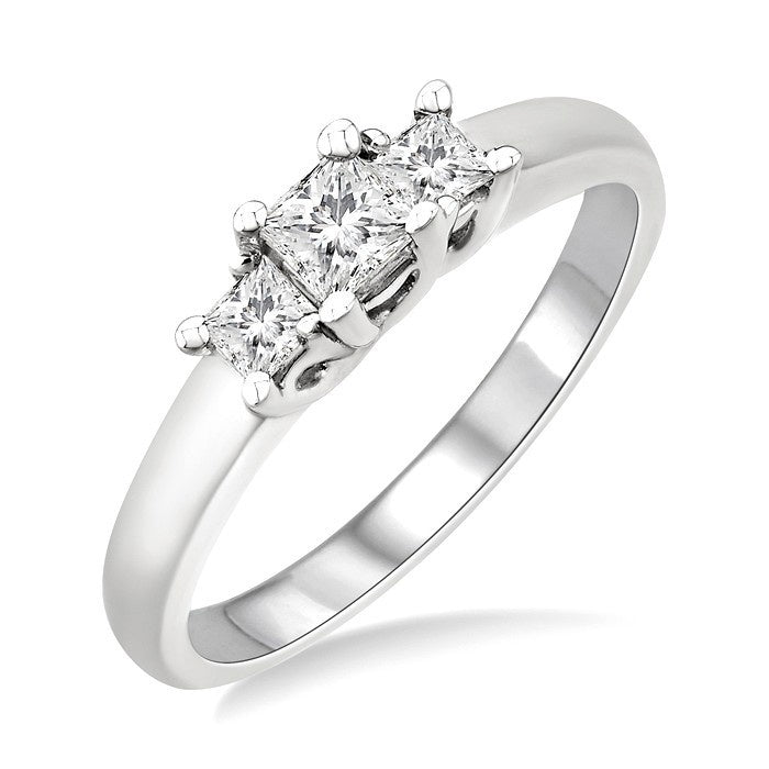 Princess Shape Past Present & Future Diamond Engagement Ring