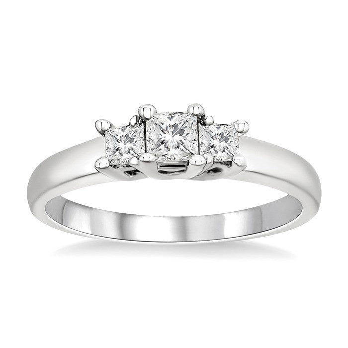 Princess Shape Past Present & Future Diamond Engagement Ring