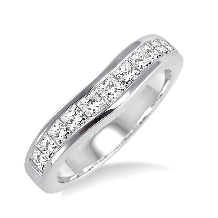 3/4 Ctw Princess Cut Diamond Matching Wedding Band in 14K White Gold