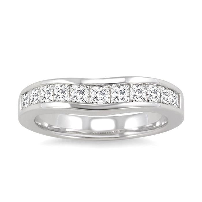 3/4 Ctw Princess Cut Diamond Matching Wedding Band in 14K White Gold