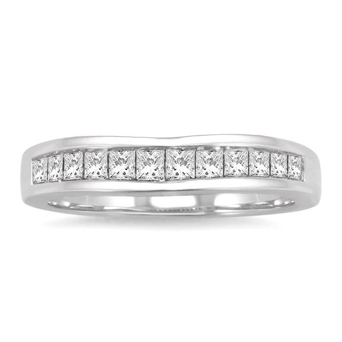 Channel Set Curved Diamond Wedding Band