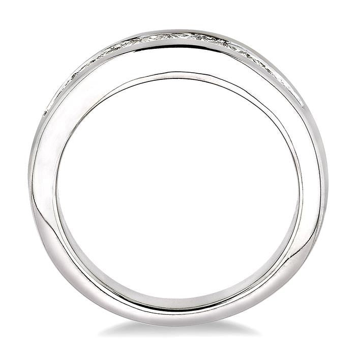 Channel Set Curved Diamond Wedding Band