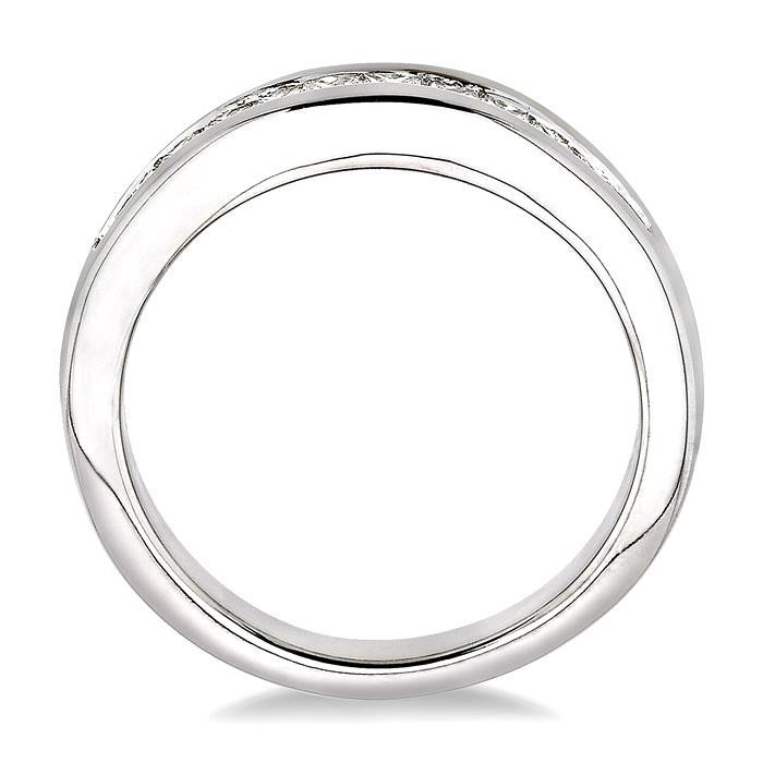 Channel Set Curved Diamond Wedding Band
