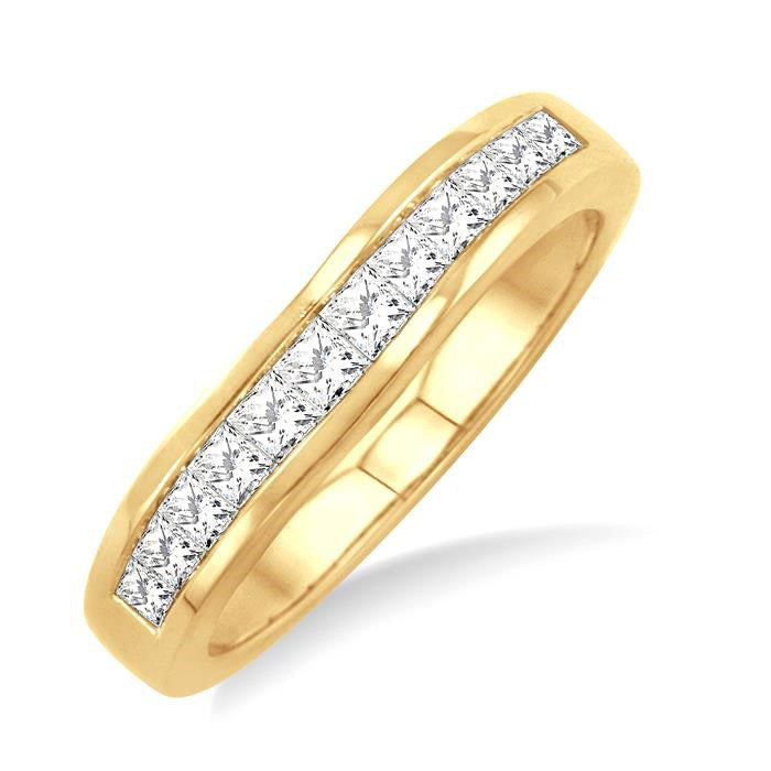 1/2 Ctw Princess Cut Diamond Matching Wedding Band in 14K Yellow Gold
