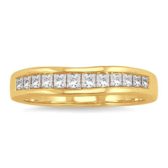 1/2 Ctw Princess Cut Diamond Matching Wedding Band in 14K Yellow Gold