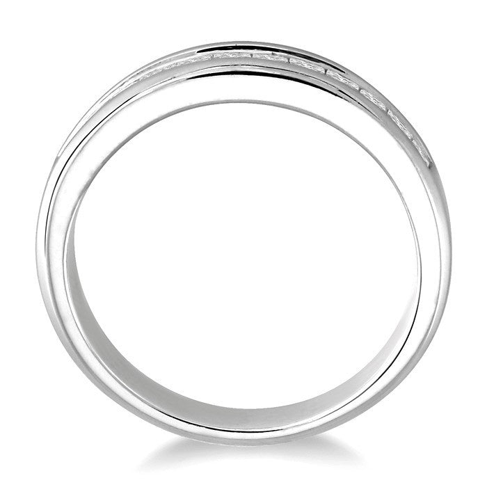 1 Ctw Princess Cut Diamond Wedding Band in 14K White Gold