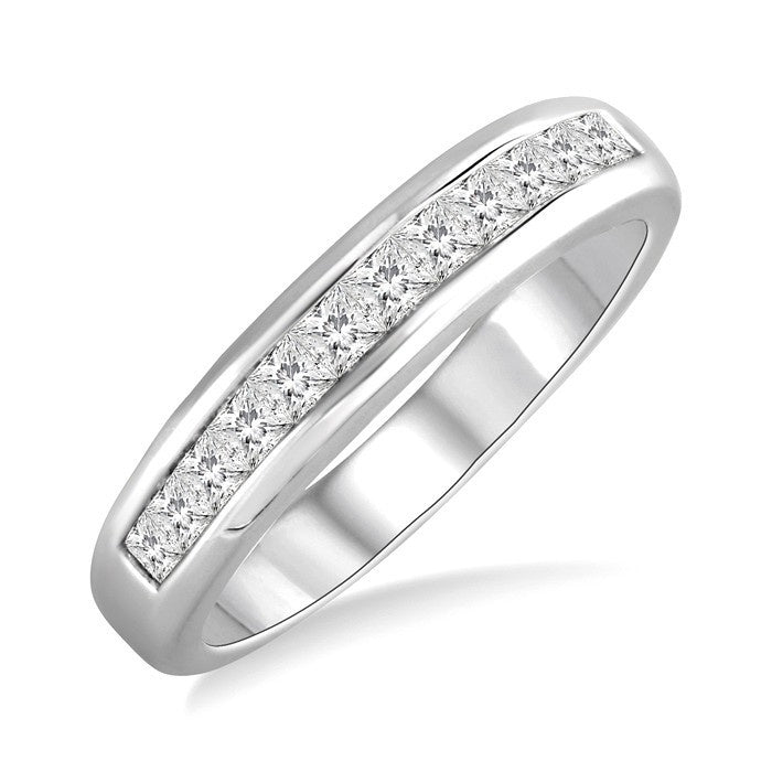 1/2 Ctw Princess Cut Diamond Wedding Band in 14K White Gold