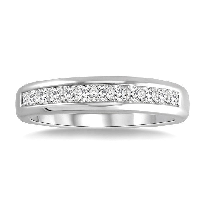 1/2 Ctw Princess Cut Diamond Wedding Band in 14K White Gold
