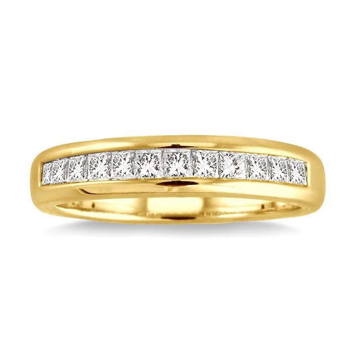 1/2 Ctw Princess Cut Diamond Band in 14K Yellow Gold