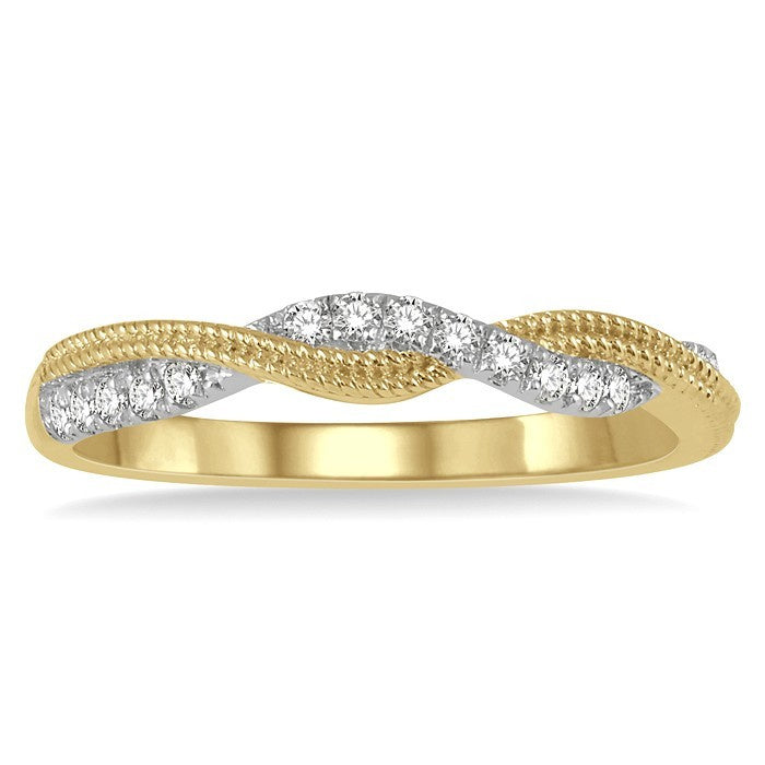 1/6 Ctw Entwined Round Cut Diamond Fashion Ring in 14K Yellow Gold
