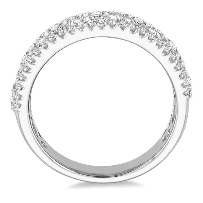 1 Ctw Baguette & Round Cut Diamond Fashion Band in 14K White Gold