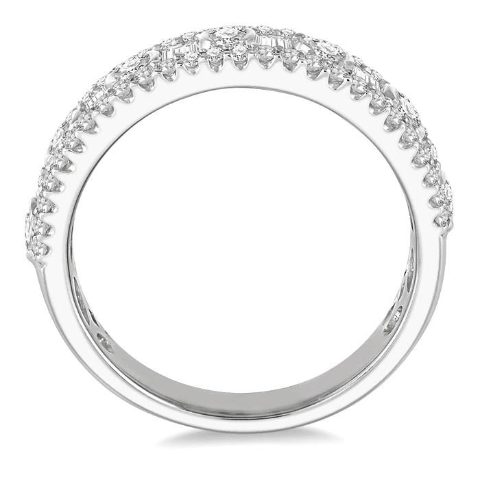 1 Ctw Baguette & Round Cut Diamond Fashion Band in 14K White Gold