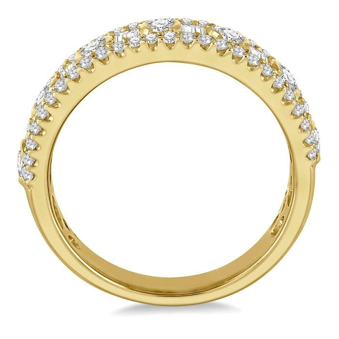 1 Ctw Baguette & Round Cut Diamond Fashion Band in 14K Yellow Gold