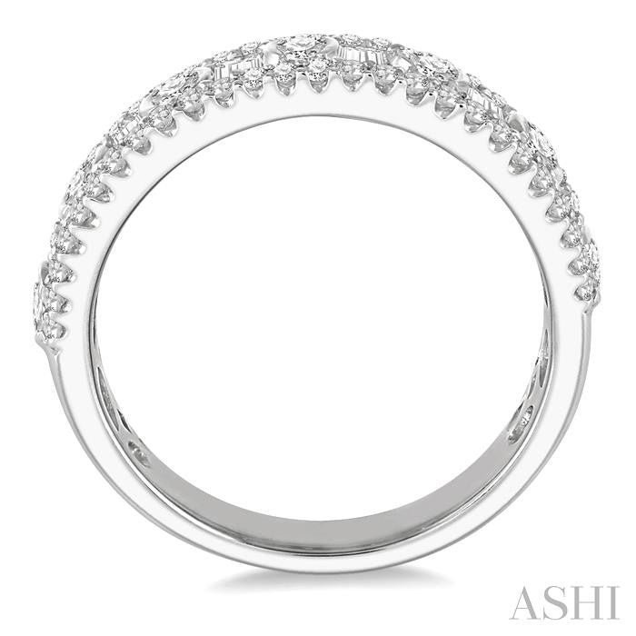 1 Ctw Baguette & Round Cut Diamond Fashion Band in 14K White Gold