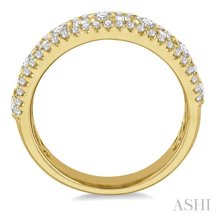 1 Ctw Baguette & Round Cut Diamond Fashion Band in 14K Yellow Gold
