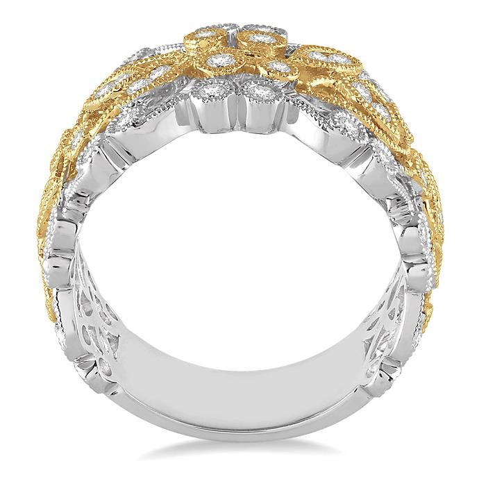 1/2 Ctw Round Cut Diamond Fashion Band in 14K White and Yellow Gold