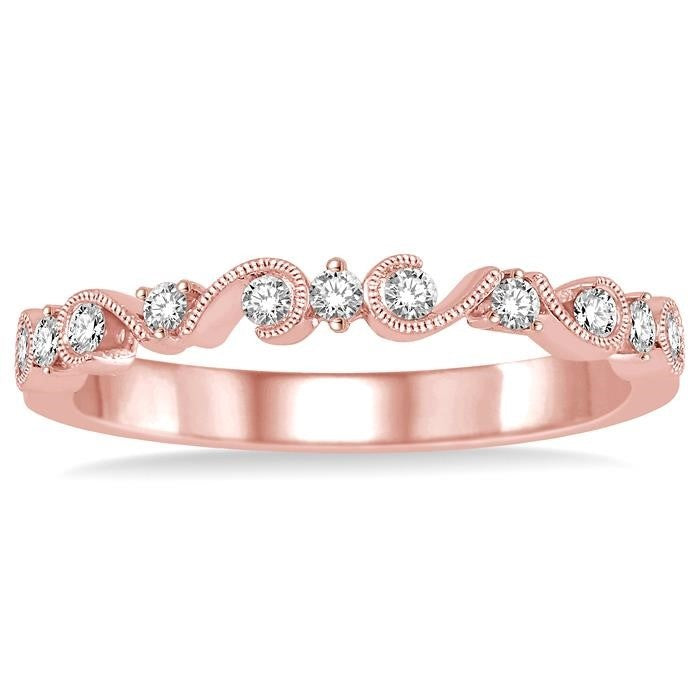1/5 Ctw Round Cut Diamond Stack Band in 14K Rose Gold