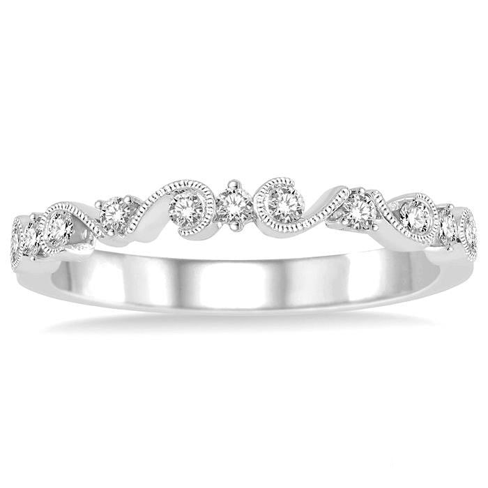 1/5 Ctw Round Cut Diamond Stack Band in 14K White Gold