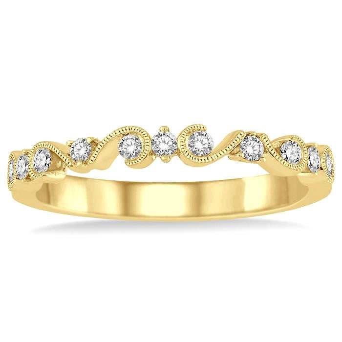 1/5 Ctw Round Cut Diamond Stack Band in 14K Yellow Gold