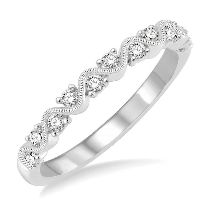 1/4 Ctw Round Cut Diamond Stack Band in 14K White Gold