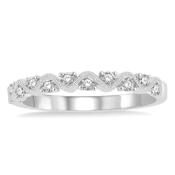 1/4 Ctw Round Cut Diamond Stack Band in 14K White Gold
