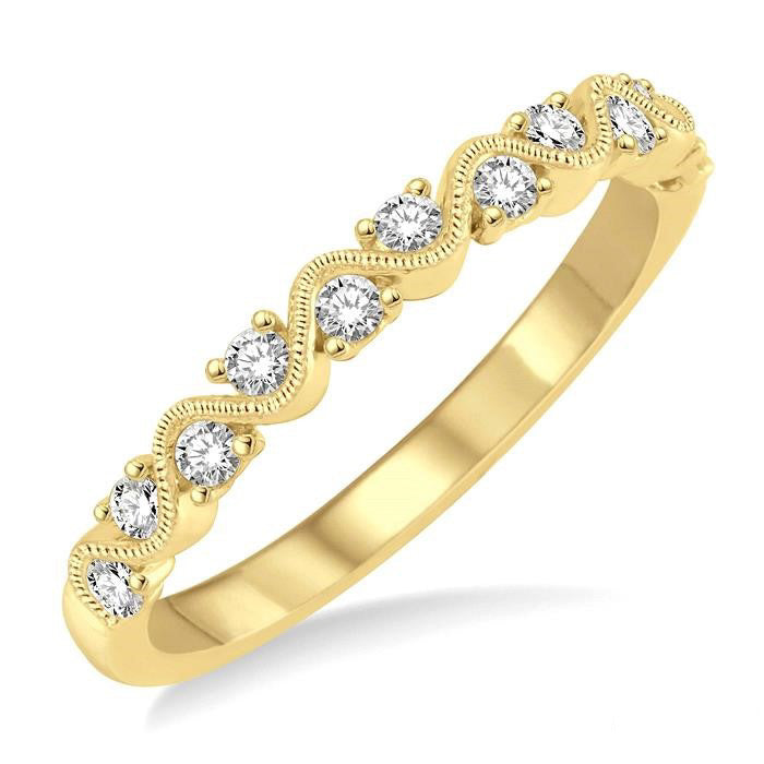 1/4 Ctw Round Cut Diamond Stack Band in 14K Yellow Gold