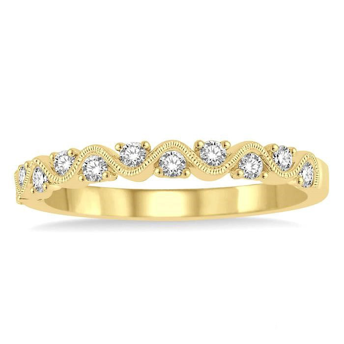 1/4 Ctw Round Cut Diamond Stack Band in 14K Yellow Gold