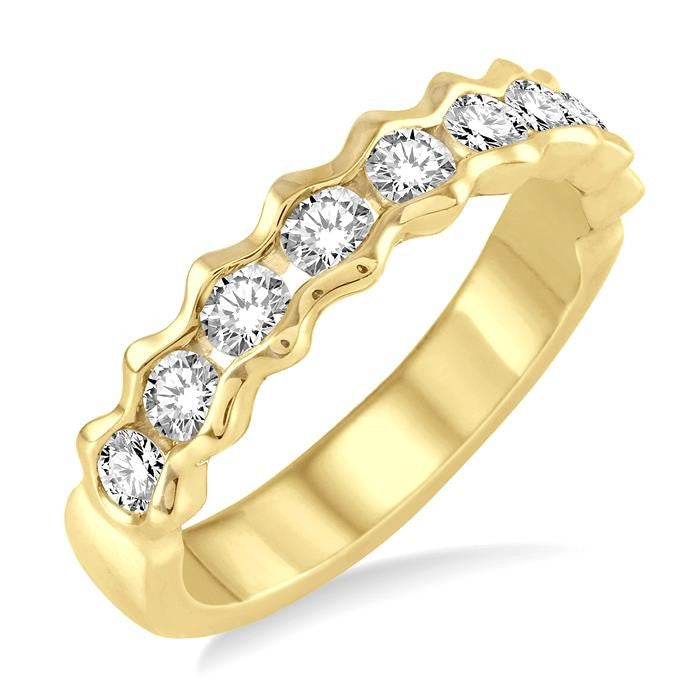 3/4 Ctw Round Cut Diamond Stack Band in 14K Yellow Gold