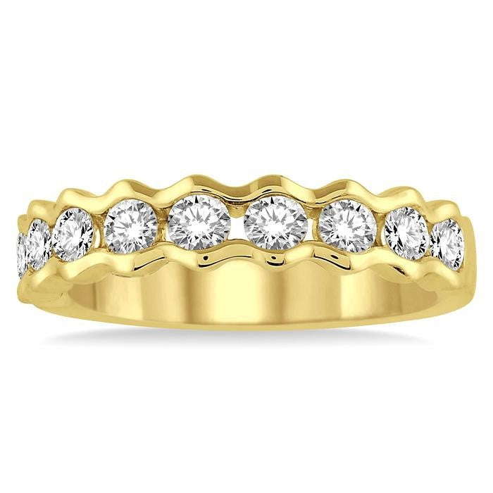 3/4 Ctw Round Cut Diamond Stack Band in 14K Yellow Gold