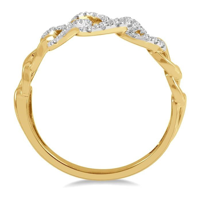 1/6 Ctw Curb & Cuban Round Cut Diamond Fashion Band in 14K Yellow Gold