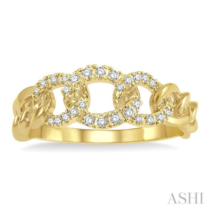 1/6 Ctw Curb & Cuban Round Cut Diamond Fashion Band in 14K Yellow Gold