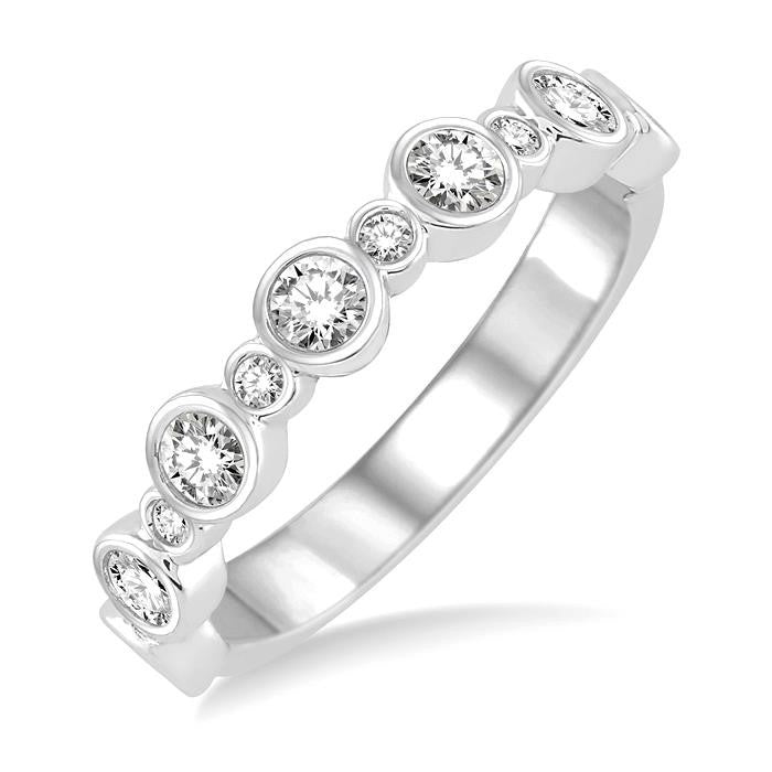 3/4 Ctw Round Cut Diamond Stack Band in 14K White Gold