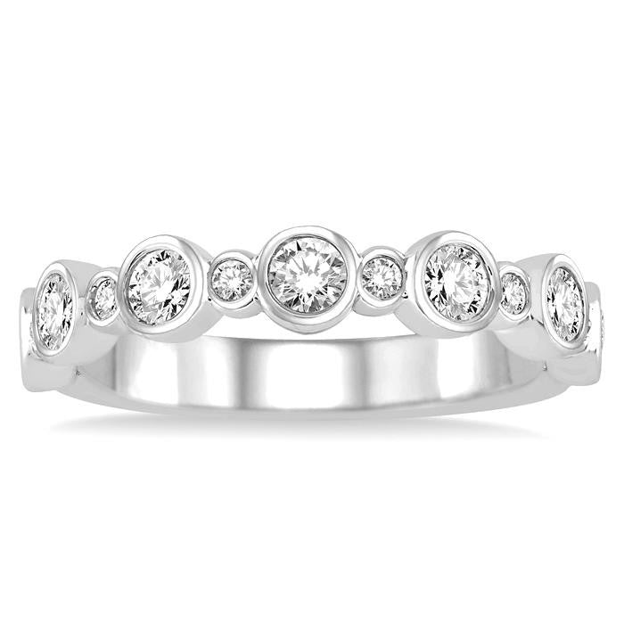 3/4 Ctw Round Cut Diamond Stack Band in 14K White Gold