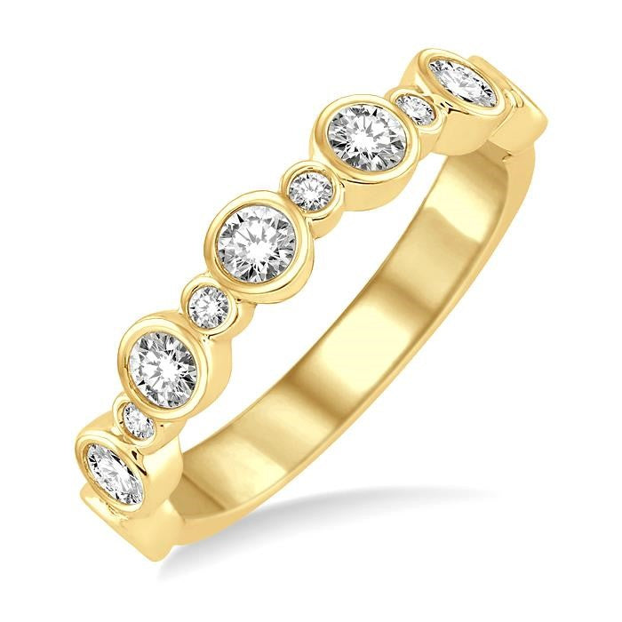 3/4 Ctw Round Cut Diamond Stack Band in 14K Yellow Gold