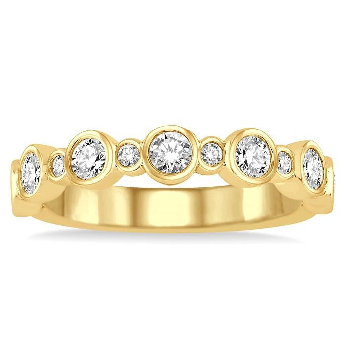 3/4 Ctw Round Cut Diamond Stack Band in 14K Yellow Gold