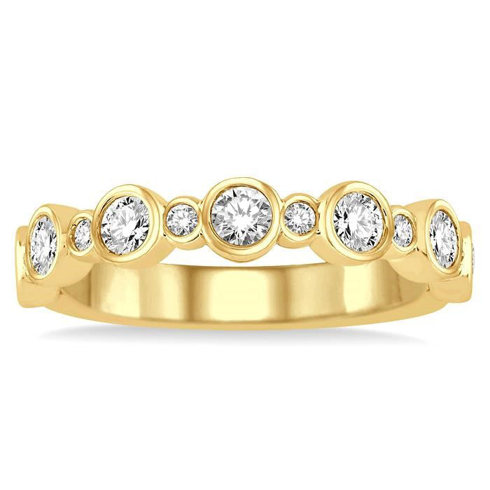 3/4 Ctw Round Cut Diamond Stack Band in 14K Yellow Gold