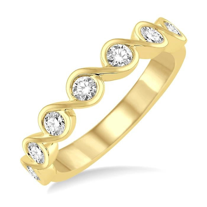 1/2 Ctw Round Cut Diamond Stack Band in 14K Yellow Gold