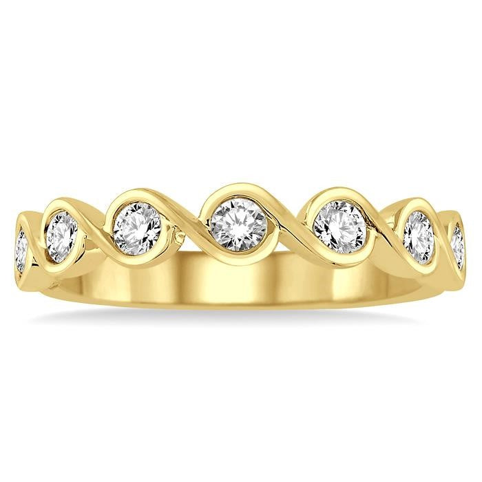 1/2 Ctw Round Cut Diamond Stack Band in 14K Yellow Gold