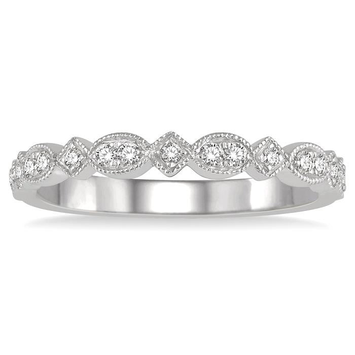1/5 Ctw Marquise & Square Mount Round Cut Diamond Stack Band in 14K White Gold