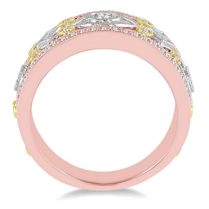 3/4 Ctw Diamond Fashion Band in 14K Tri Color Gold