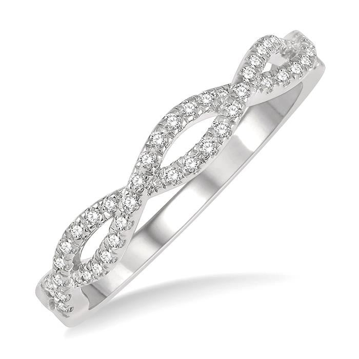 1/5 Ctw Entwined Round Cut Diamond Fashion Ring in 14K White Gold